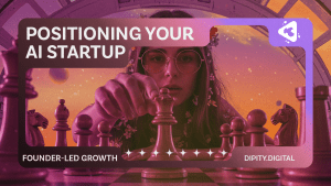 Positioning your AI startup as an industry authority through founder led growth strategies   strategic chess pieces representing thought leadership and market positioning