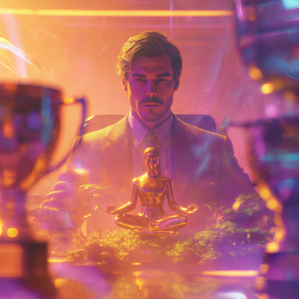 Founder observing a digital landscape of interconnected AI data streams symbolizing Dipitys large scale thought leadership and content engine that built market authority for an AI startup