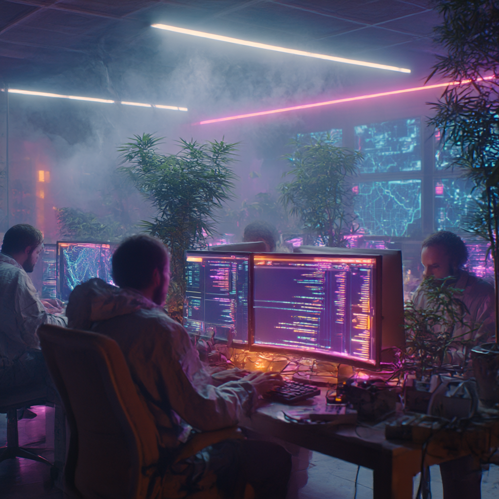 Developers building a high performance WordPress site in a modern studio with code on multiple monitors representing conversion focused design SEO and speed