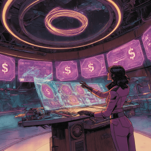 AIStartupInfrastructureGlobalCapitalFlowVisualizationfutu3c255ece4b9941758bbea1d3bdf482aa2 | Dipity Futuristic holographic workspace with pink and purple AI data visualizations showing global infrastructure and capital flow mapping for AI startups